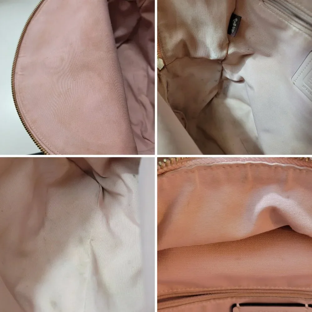 COACH Signature Canvas Mini Backpack Khaki Pink Leather Trim Bag - Picture 11 of 11